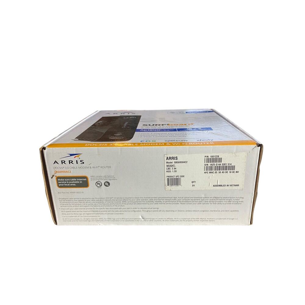 Arris Surf Board DOCSIS 3.0 Cable Modem & WiFi Router AC1900 bbps - Picture 2 of 8